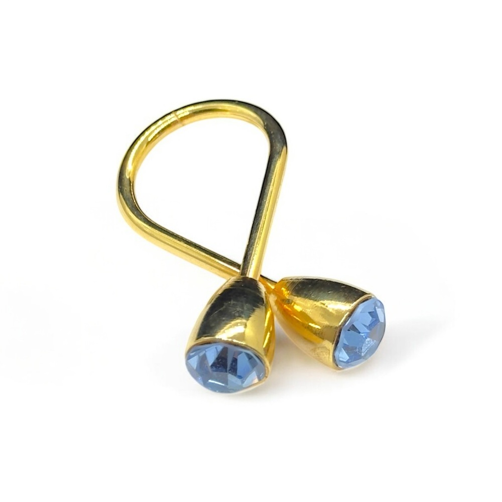 Vintage Gold Tone & Blue Crystal Key Holder - Picture 3 of 5